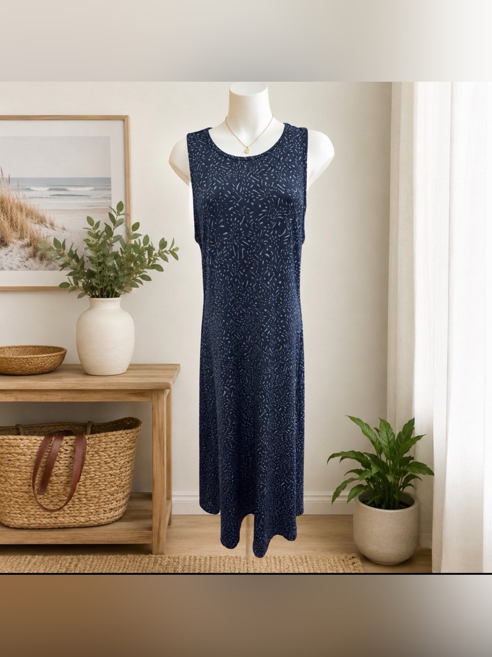 Banana Republic Blue Sleeveless midi Dress with side slits size XSP